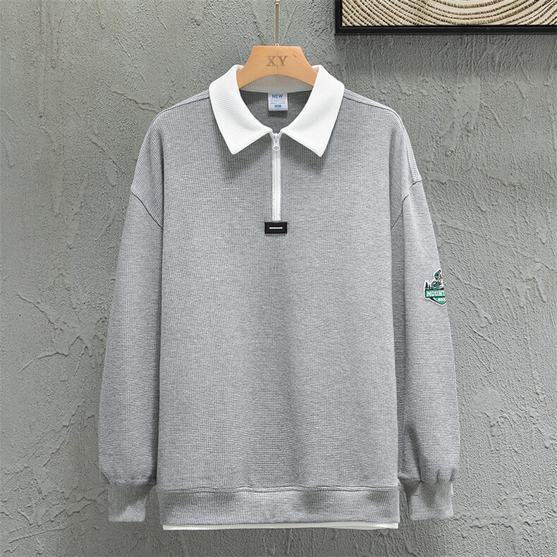 新款POLO衫灰墙挂拍华夫格休闲套头上衣PL3321-P41控68,男装卫衣,星座717