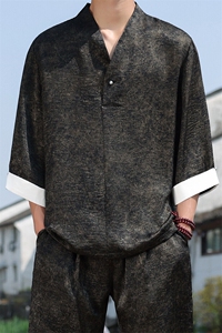2025春季新款男装新中式汉服衬衣风复古禅服盘扣衬衫 C97-P95图片