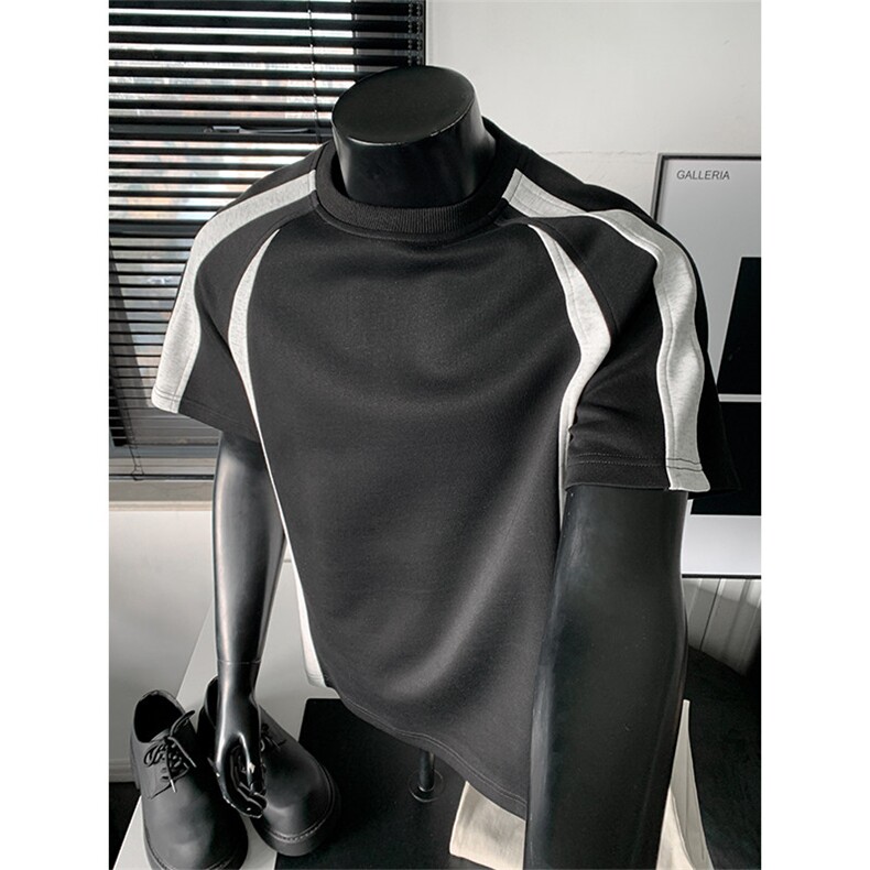 2026夏季新款华棉270g拼接撞色大码短袖DT6262特P25建议零售价58，男装T恤，电商A001-1