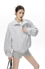 美式罗纹拼接袖子褶皱大码M-5XL教练夹克女JK78056P69控105，女装短外套，星座226-1