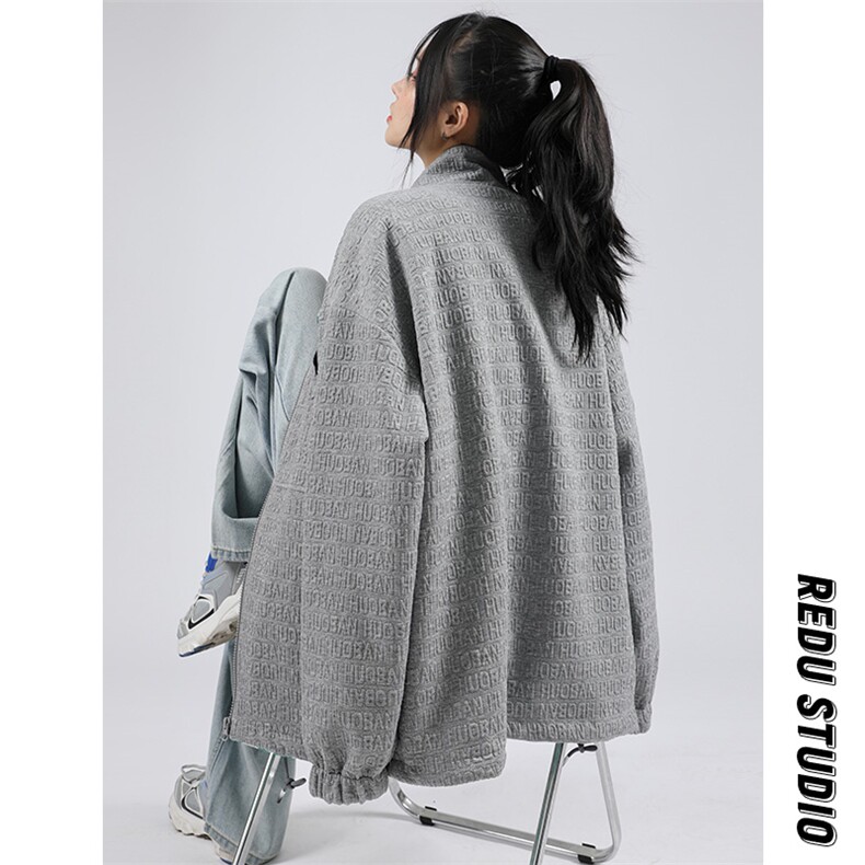 秋装新品两面穿夹克中性风潮男女可拆卸徽章韩版外套8002-P100,男装夹克,电商A441-1