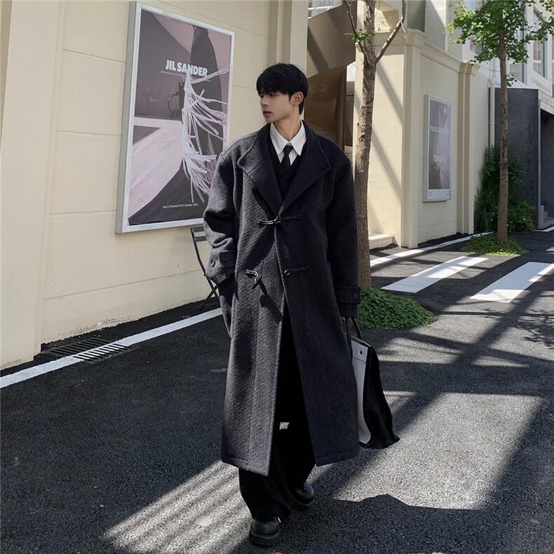 【现货】长款秋冬韩版毛呢大衣宽松高级感潮流外套DY05013P125,男装毛呢大衣,星座1004（原星座815-3）