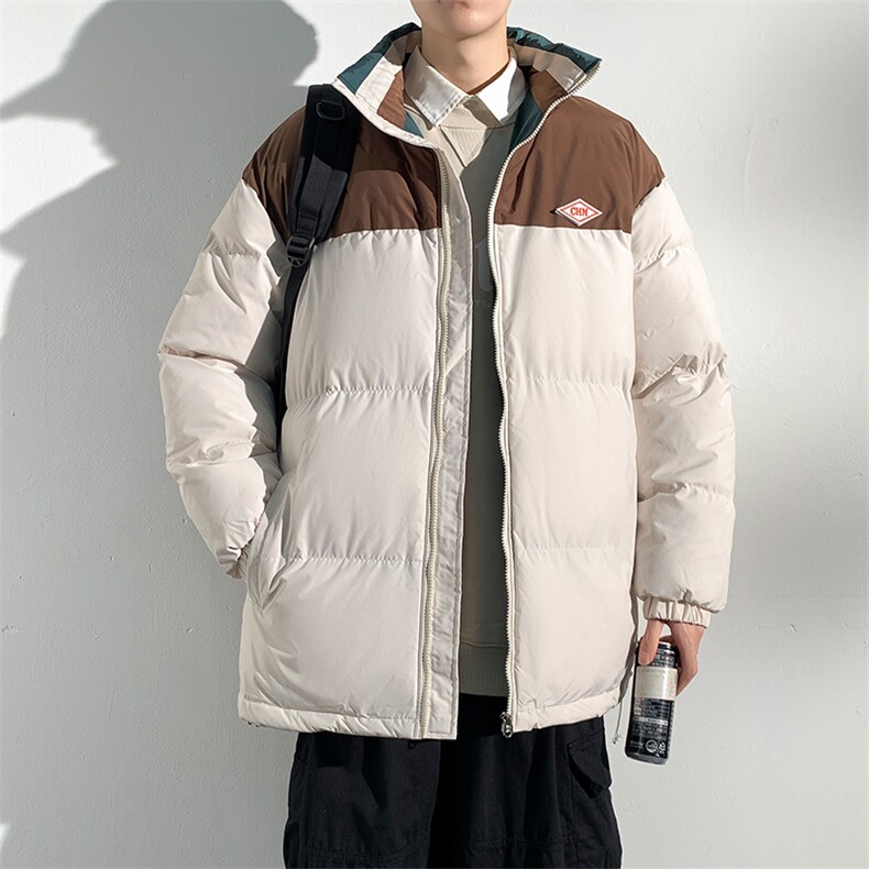 冬季新款宽松面包服美式复古立领棉服男撞色棉衣外套MY9060-P100,男装棉衣,电商A128