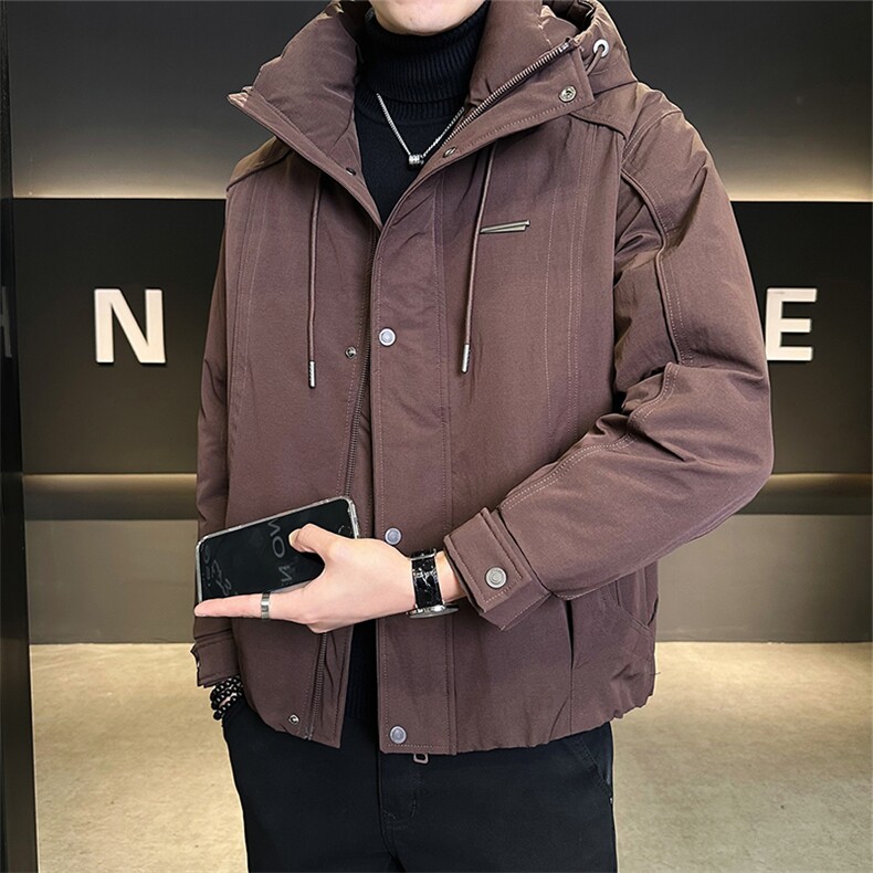连帽男士羽绒服标50保暖外套休闲百搭上衣纯色 B317/9955/P235图片