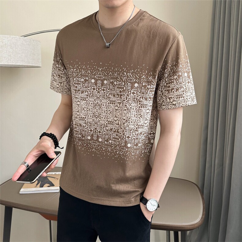 店主风棉麻定制面料品质高级感夏季短袖t恤男C317-77191-P55,男装T恤,电商C317