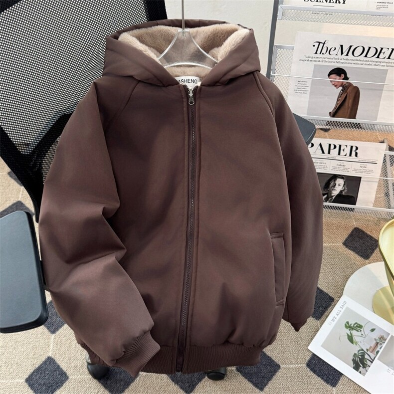冬季羊羔绒立领拉链棉衣男cleanfit重磅帆布水洗棉服夹克,男装夹克,星座506A