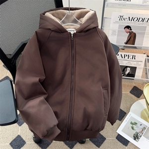 冬季羊羔绒立领拉链棉衣男cleanfit重磅帆布水洗棉服夹克图片