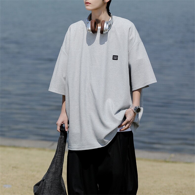 8XL-M重磅！特大码T潮牌上衣男中性华夫格短袖T恤DX304P25控39,男装T恤,电商D206-1