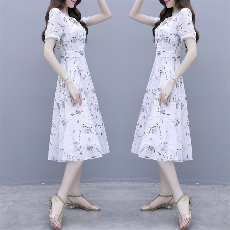 2021年夏季时尚潮流舒适连衣裙高腰大摆型中长款，女装连衣裙，欣贝拉