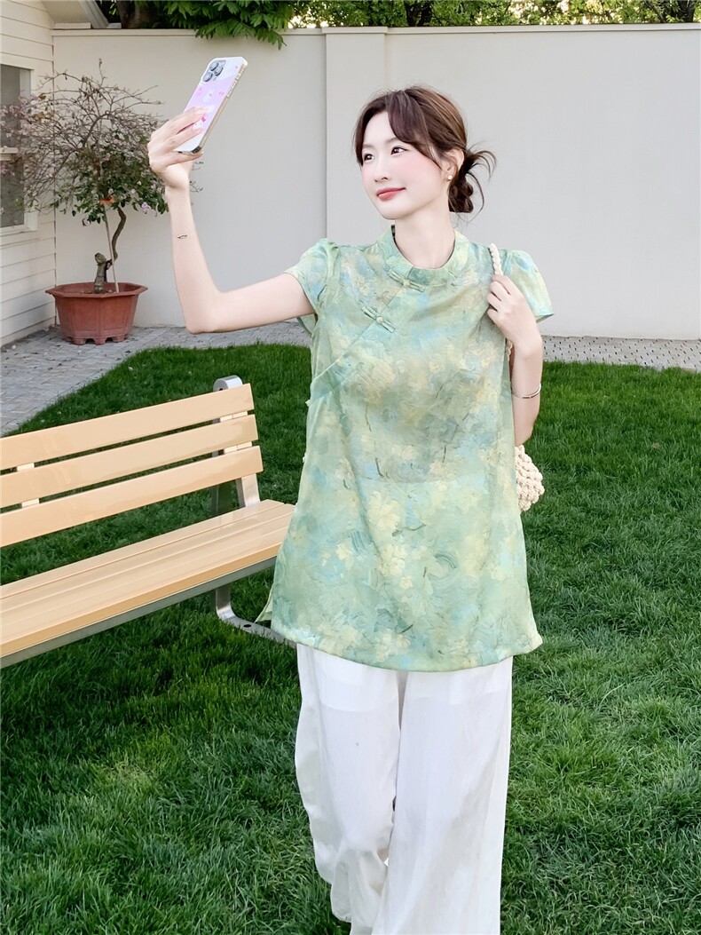 2026年夏季复古风两件套宽松型印花透气时尚潮流,女装套装/套裙,秀美人生