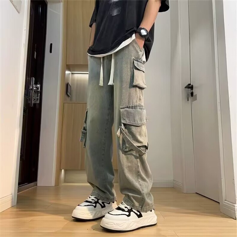 1506-1/N8481/P49大口袋工装牛仔裤男直筒宽松高街阔腿裤子潮,男装牛仔裤,星座1506-1