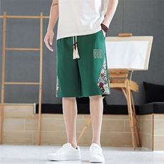 男士短裤直筒夏季运动裤刺绣拼接小熊休闲裤潮流A266-KZ508-P28，男装休闲裤，电商A266