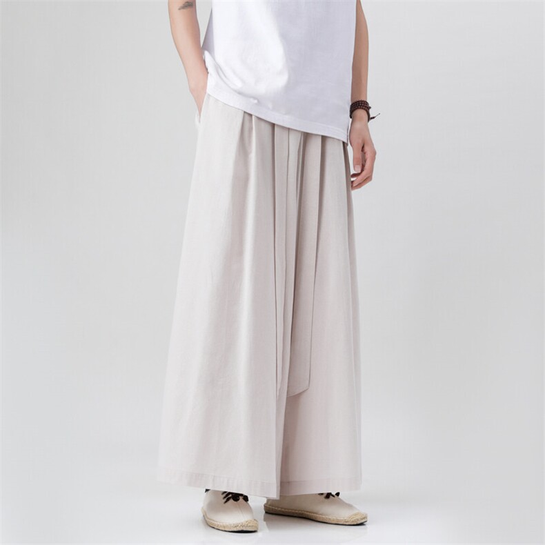 2025汉服唐装宽松阔腿裤风棉麻阔腿裤基地A057-K371-P55,男装民族服装,电商A057B