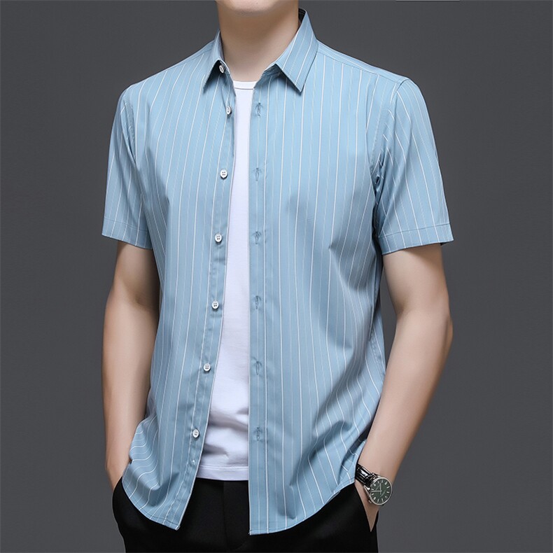 AD22108钱塘2020-3夏季男士商务休闲精品短袖条纹衬衣P60,男装衬衫,钱塘207-3