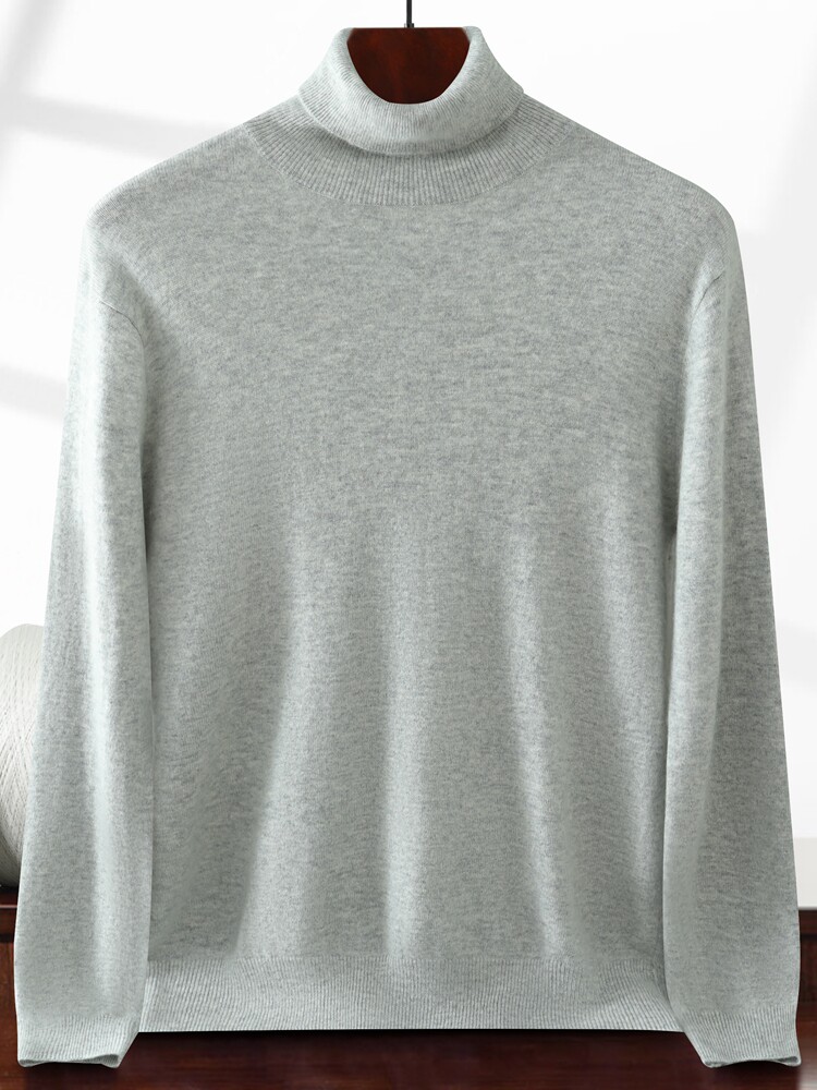 2025年秋季新款十二针高翻领针织上衣时尚通勤，男装针织衫/毛衣，绒创羊绒