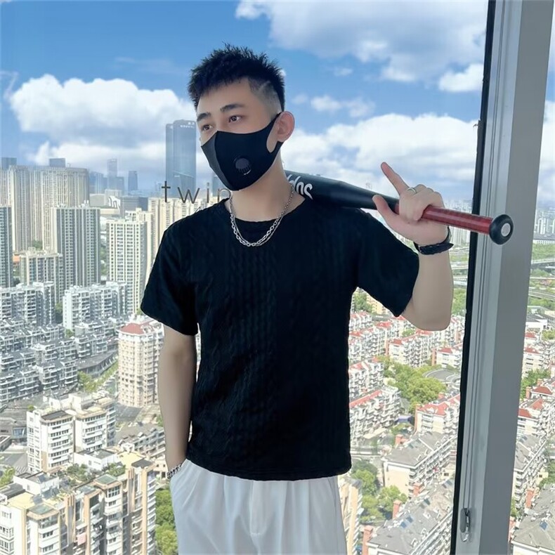 麻花辫短袖t恤男夏季薄款新款内搭春秋季针织打底衫T213,男装T恤,星座1116A-2（原606A-1）