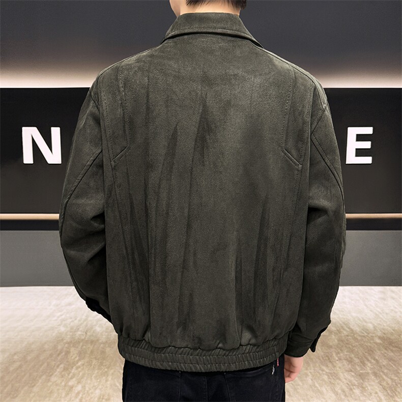 2025新款欧式鹿皮绒宽松翻领男士时尚夹克休闲外套上衣-5801-P110,男装夹克,电商A225