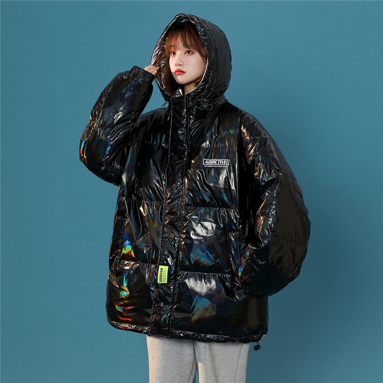 中性风冬季ins炫彩亮面设计感贴标保暖连帽羽绒服YR102P255控298，男装羽绒服，A247A
