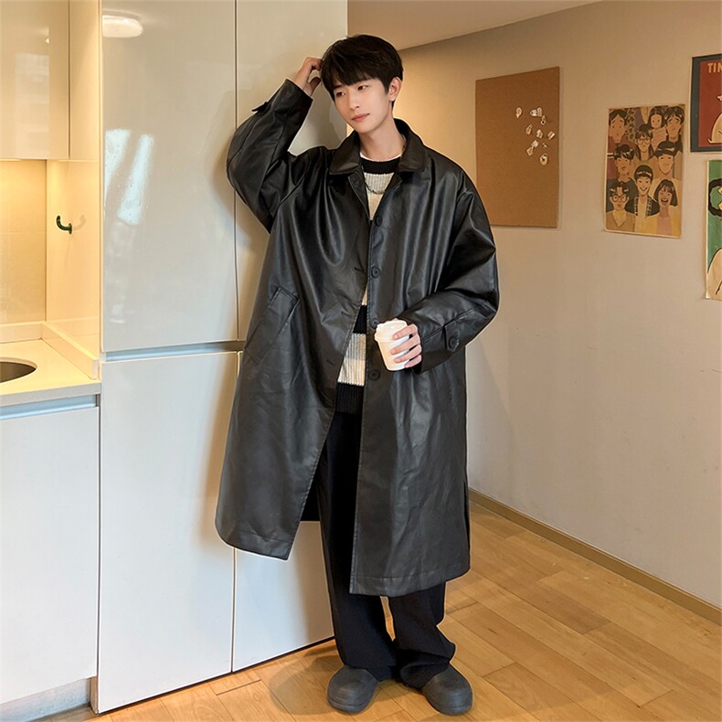 8XL-M诺丁山皮衣夹克外套男长款美式复古情侣风衣PY860P138控158,男装皮衣,电商D206-1