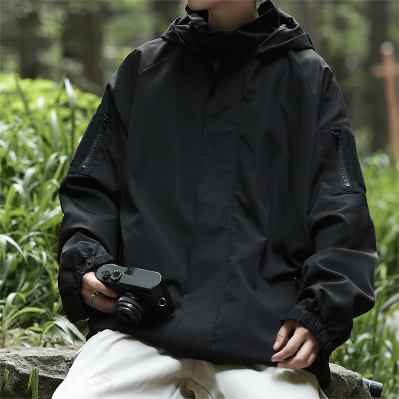 春秋户外冲锋衣男连帽外套登山服潮牌宽松机能风夹克JK84-P58,男装夹克,星座308B-2