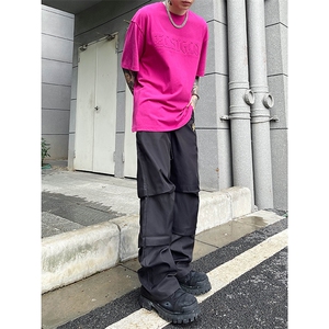 B221 美式ins街头hiphop刺绣宽松褶皱休闲裤子 LK23123-P60 控78图片