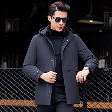 羽绒服连帽毛领冬季外套2023新款中年男士鸭绒服爸爸冬装休闲上衣，男装羽绒服，电商B212（原钱塘6029）