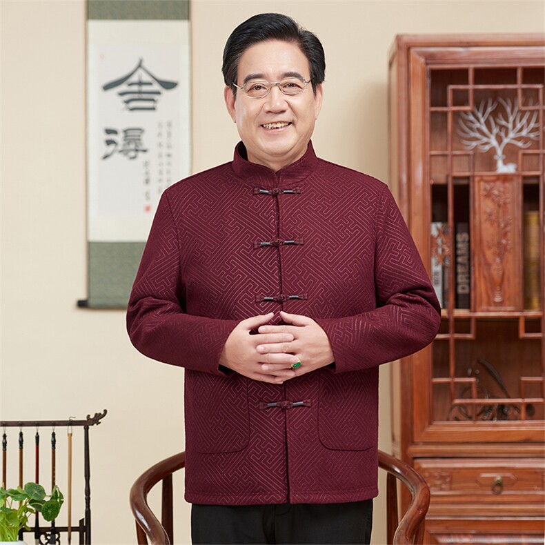 风唐装外套中老年花呢料加棉休闲长袖爸爸装棉衣TF816-P120,男装棉衣,星座1105-3