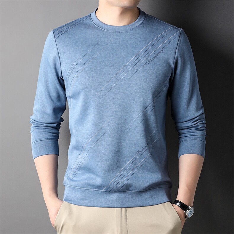 时尚印花长袖卫衣男圆领上衣2023春秋季中青年男士休闲百搭打底衫图片