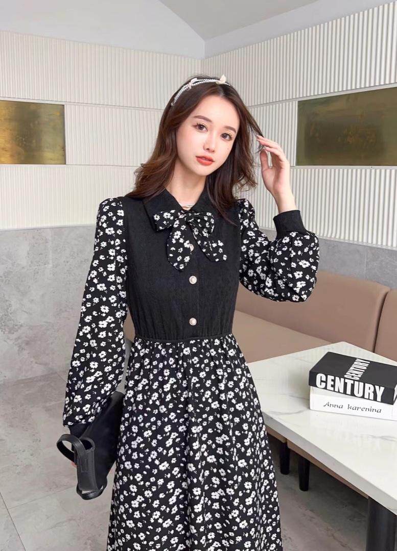 针织拼接连衣裙，女装连衣裙，阿爆