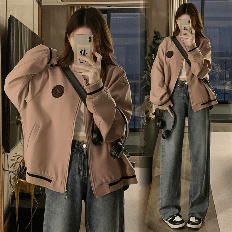 棒球服外套女春款新款学院风复古学院风初高中学生C725-98图片