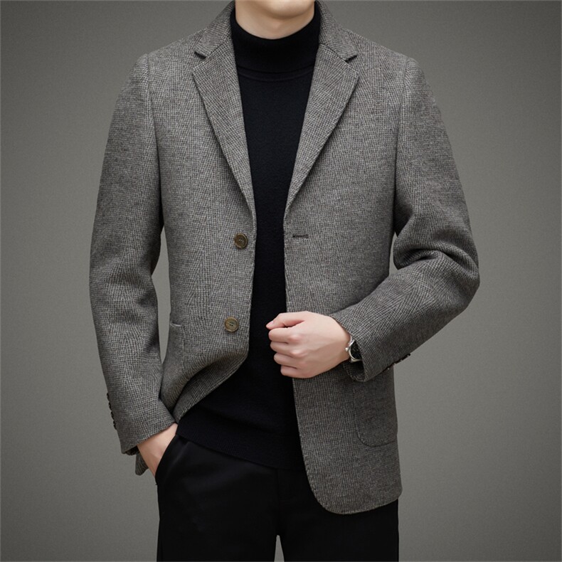 DJ82301钱塘2020-3冬季厚款时尚休闲简约中年男士毛呢西服P395,男装毛呢大衣,钱塘207-3
