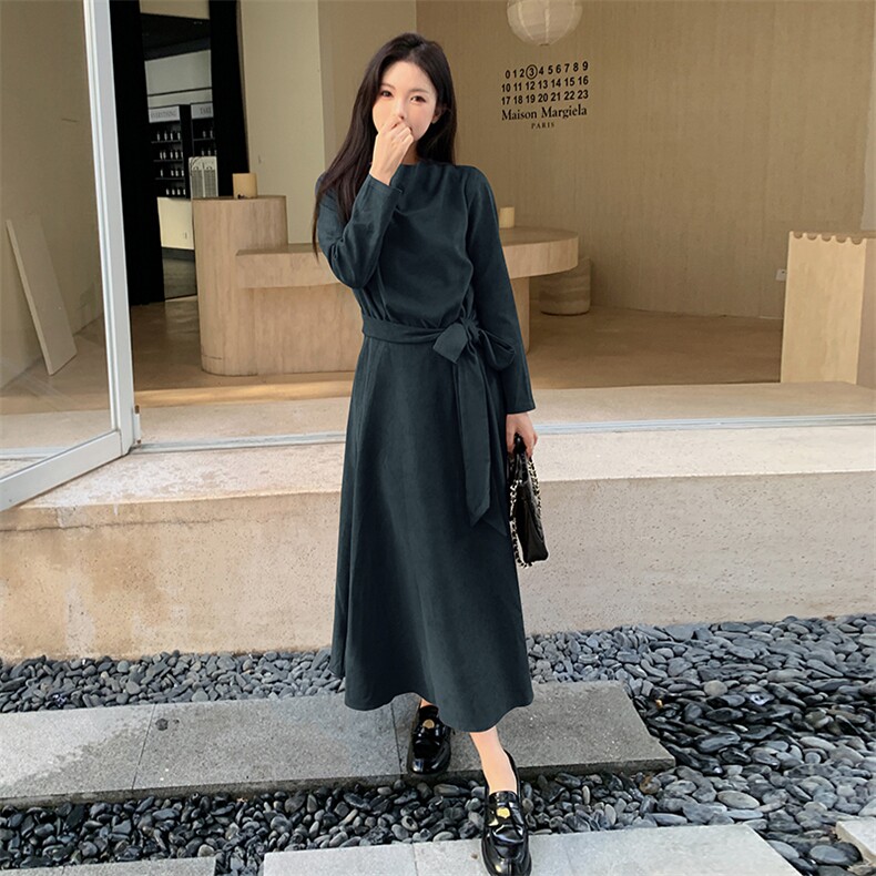 高端精致气质红色长袖连衣裙女2024早秋新款小个子收腰显瘦长裙子,女装连衣裙,新思路