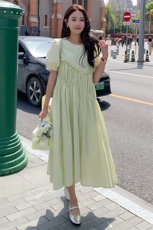 法式初恋粉色雪纺连衣裙女夏2025新款小清新少女别致独特仙女长裙，女装连衣裙，韩蜜菓