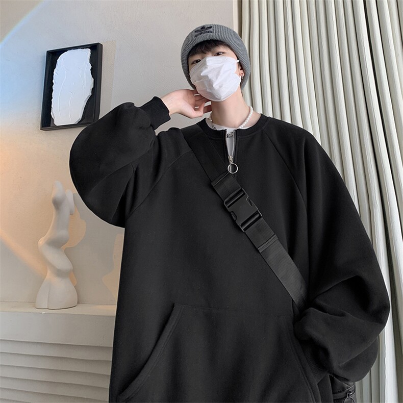 特P38控6850%棉秋季重磅港味圆领拉链纯色卫衣男WL2306,男装卫衣,电商B370