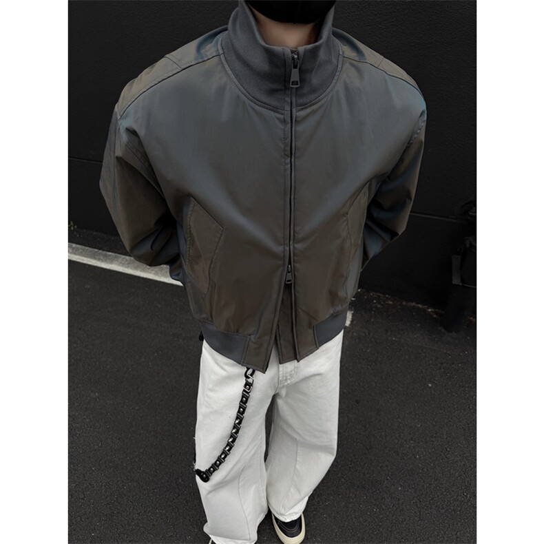 档口图  炫彩缎面飞行夹克立领短款廓形美式棒球服J2591-P70图片