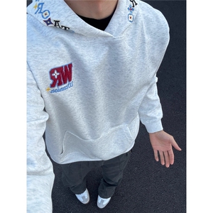 重磅字母刺绣连帽卫衣男女款秋冬款宽松百搭潮牌外套WYW06 P45图片