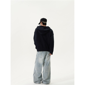 网图M2837-特P60冬季半开衫纽扣连帽毛衣针织衫男女慵懒风情侣图片