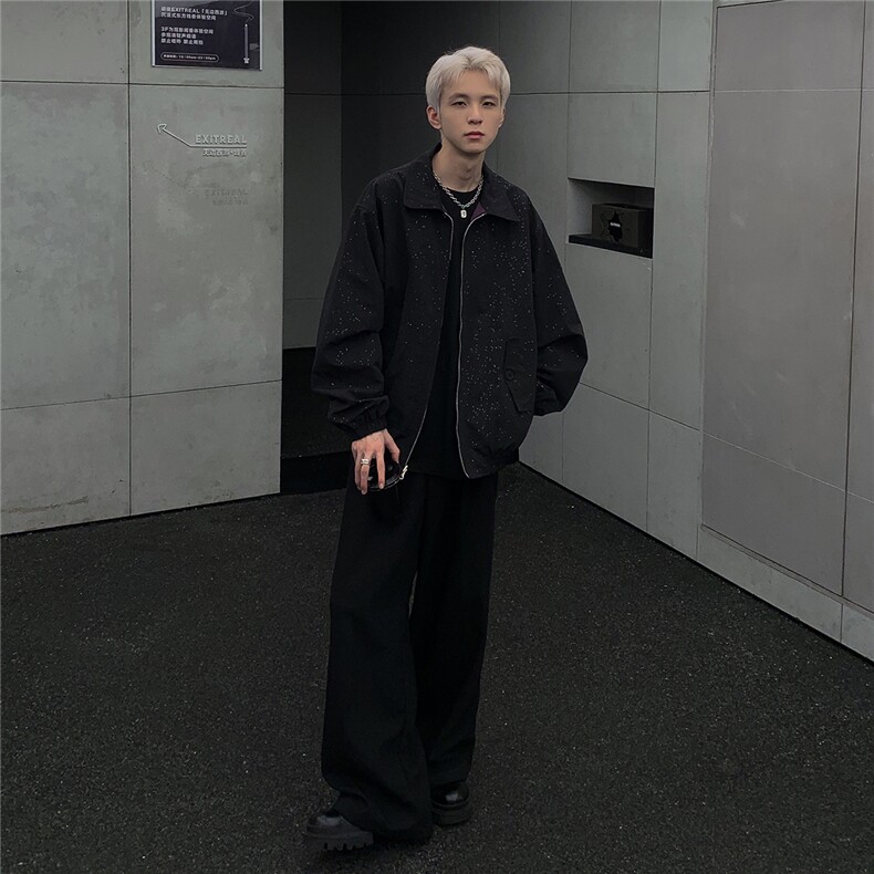 春秋季牛仔夹克两片满天星设计百搭情侣宽松复古两面穿JK105-115,男装夹克,电商C307