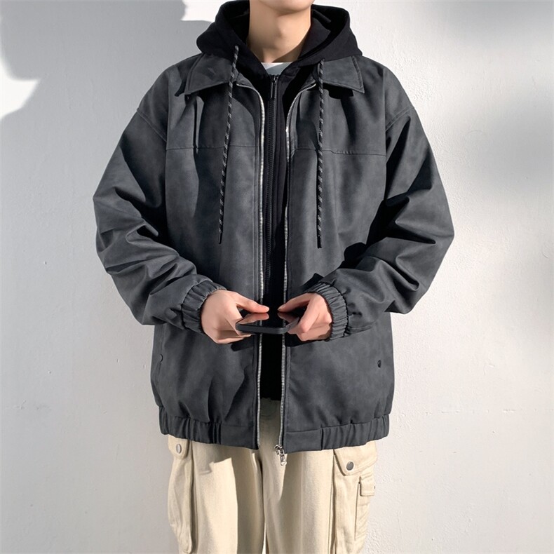 美式复古假两件皮衣夹克男春季潮牌宽松休闲外套A406JK6002P90,男装夹克,星座309（原A406）