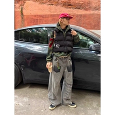 美式复古字母涂鸦牛仔裤男女春秋直筒休闲长裤NB398-P58，男装牛仔裤，星座208-5