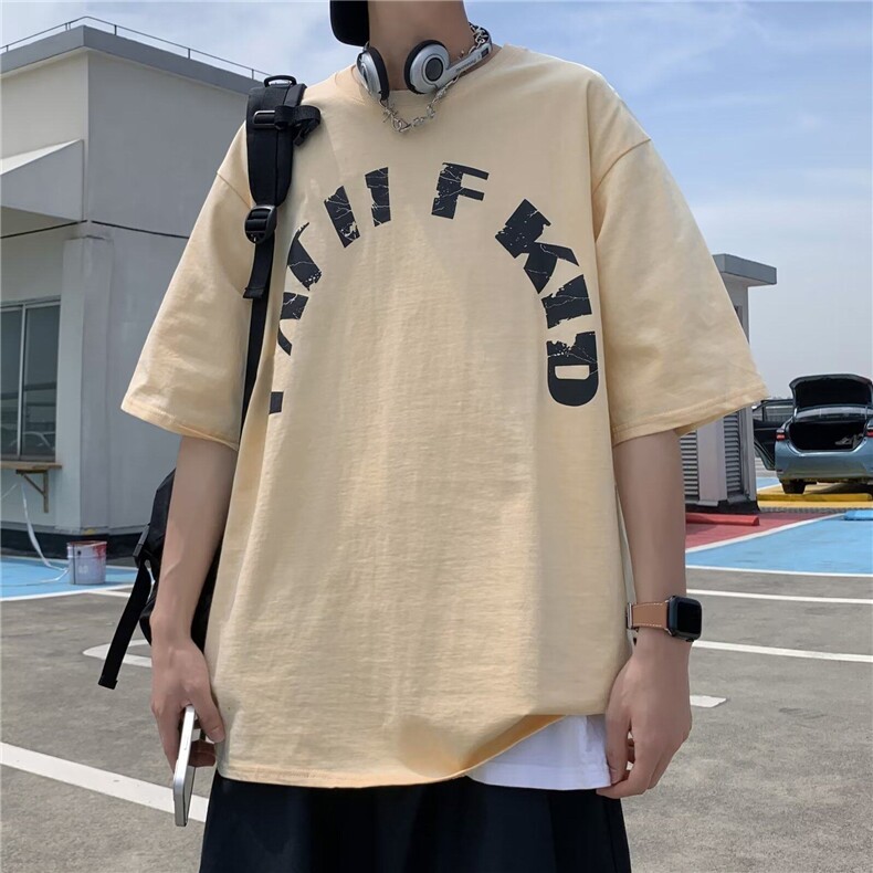 美式复古重影爱心短袖T恤男夏新款情侣高街五分袖上衣TT017-P25,男装T恤,星座911-3