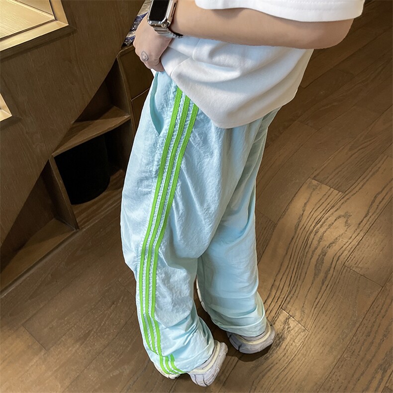 多巴胺情侣裤子美式条纹速干冰丝夏季宽松潮牌休闲裤男k977-P36,男装休闲裤,星座1008