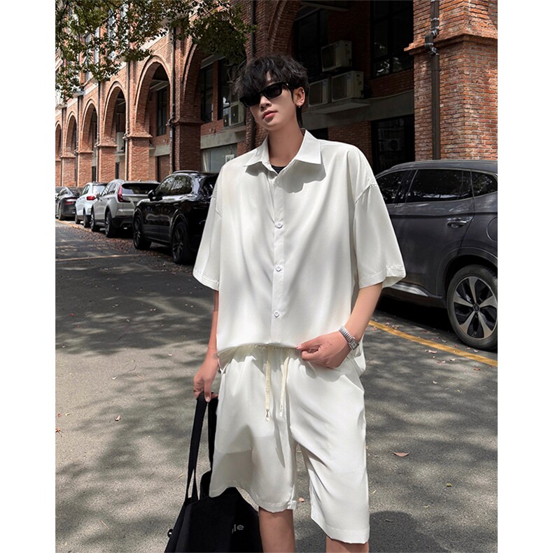 2026夏季新款5XZ1013-TP30不美式休闲短袖衬衫中裤一整套男,男装T恤,电商A102