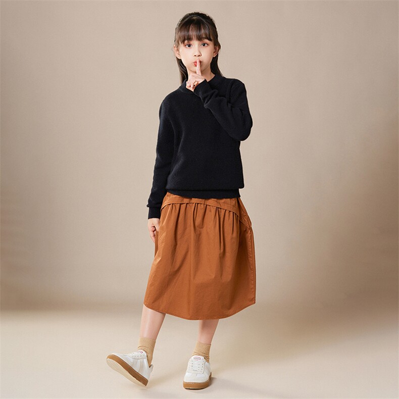 时尚儿童半高领针织衫纯色舒适保暖柔软亲肤春秋，童装儿童针织衫，质第童装店