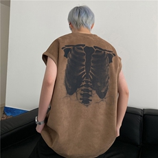 抖音高品质美式高街印花麂皮绒宽松坎肩背心bxjp340-特批19控38，男装背心/马甲，星座605(原A050)