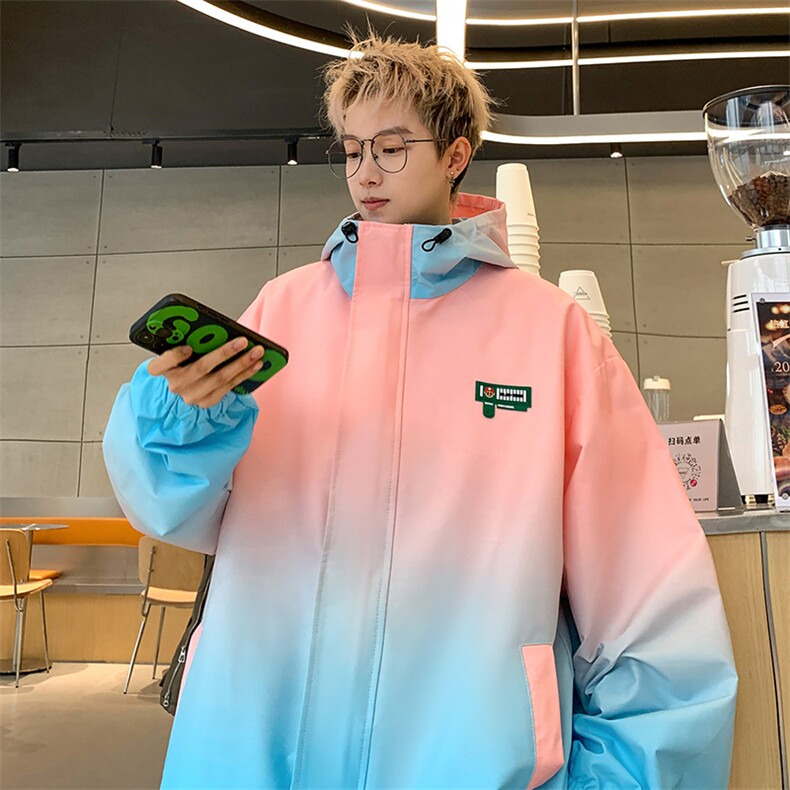 XZ230-1JK08春新款原创潮男扎染渐变休闲连帽夹克外套P78控98现货,男装夹克,星座230-1