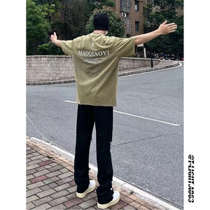 新款美式高街ins小众拉链排扣破洞休闲牛仔裤货号K642P6078图片