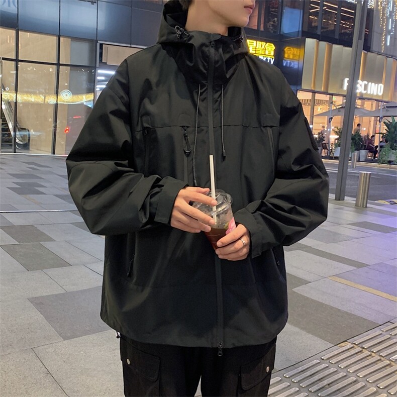 中性风工装冲锋衣男高品纯色宽松夹克外套DSA157B-J91-P60,男装夹克,电商A157B