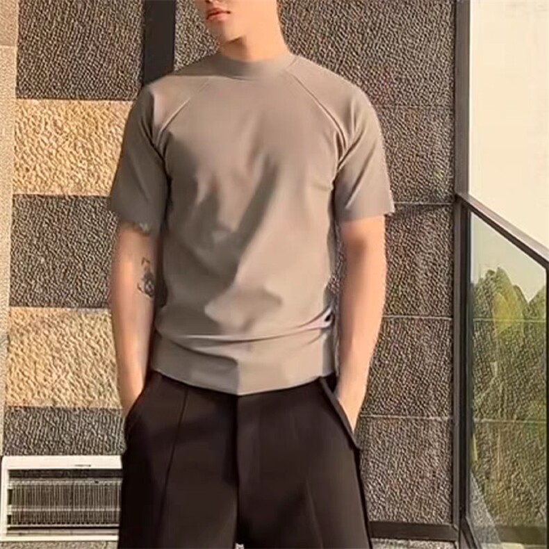 eme同款正肩小高领显瘦短袖T恤聚酯纤维310A-4-T92-特批20,男装T恤,星座310A-4