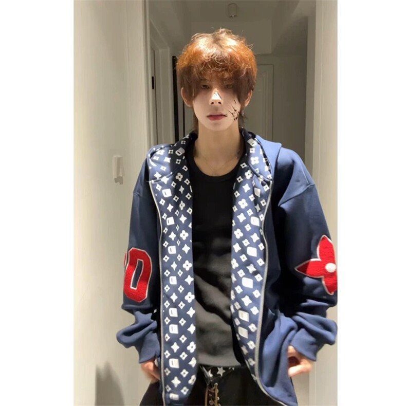 美式潮牌原版刺绣开衫卫衣ZW0141-P60加绒P65,男装卫衣,星座313A(原308A-2)